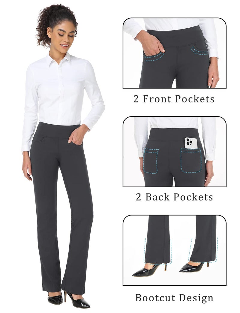 Safort 28" 30" 32" 34" Inseam Regular Tall Bootcut Yoga Pants, 4 Pockets, UPF50+, Grey, M - Image 3